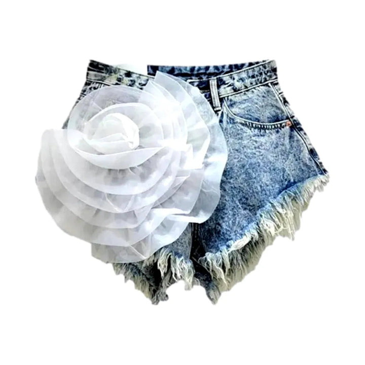 Cotton-rose y2k denim shorts
 for women