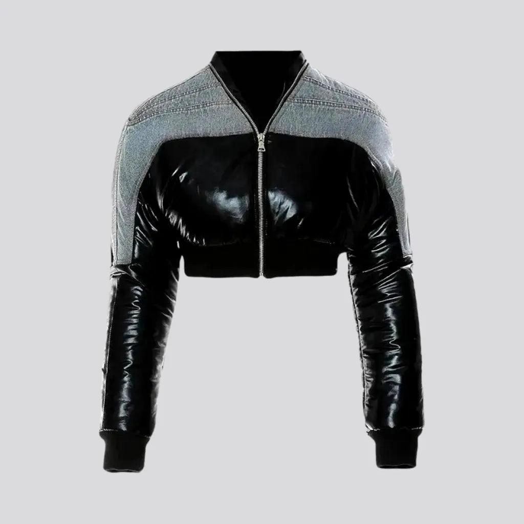 Crop Oversized Women's Latex Puffer Jacket | Jeans4you.shop