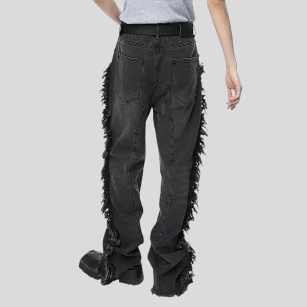 Vintage fringe loose men's jeans