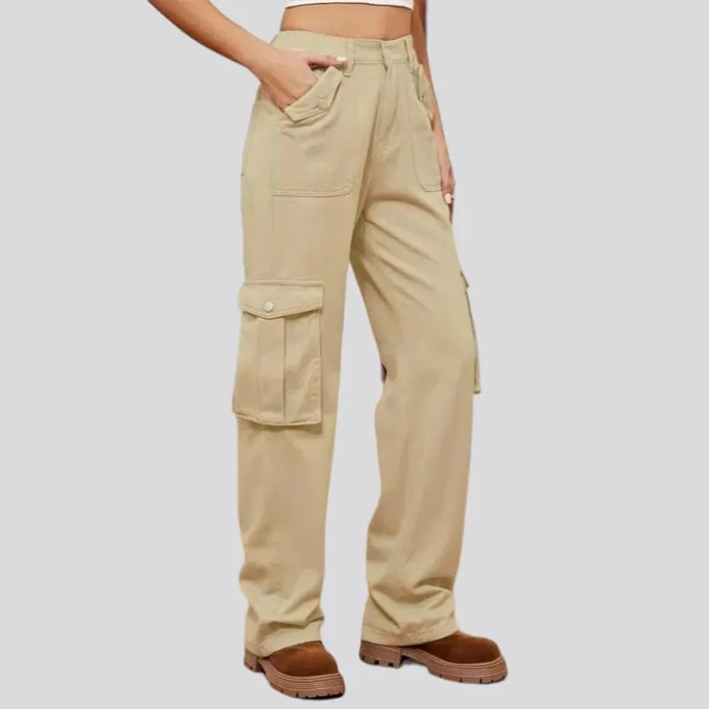 High-waist color women's jean pants