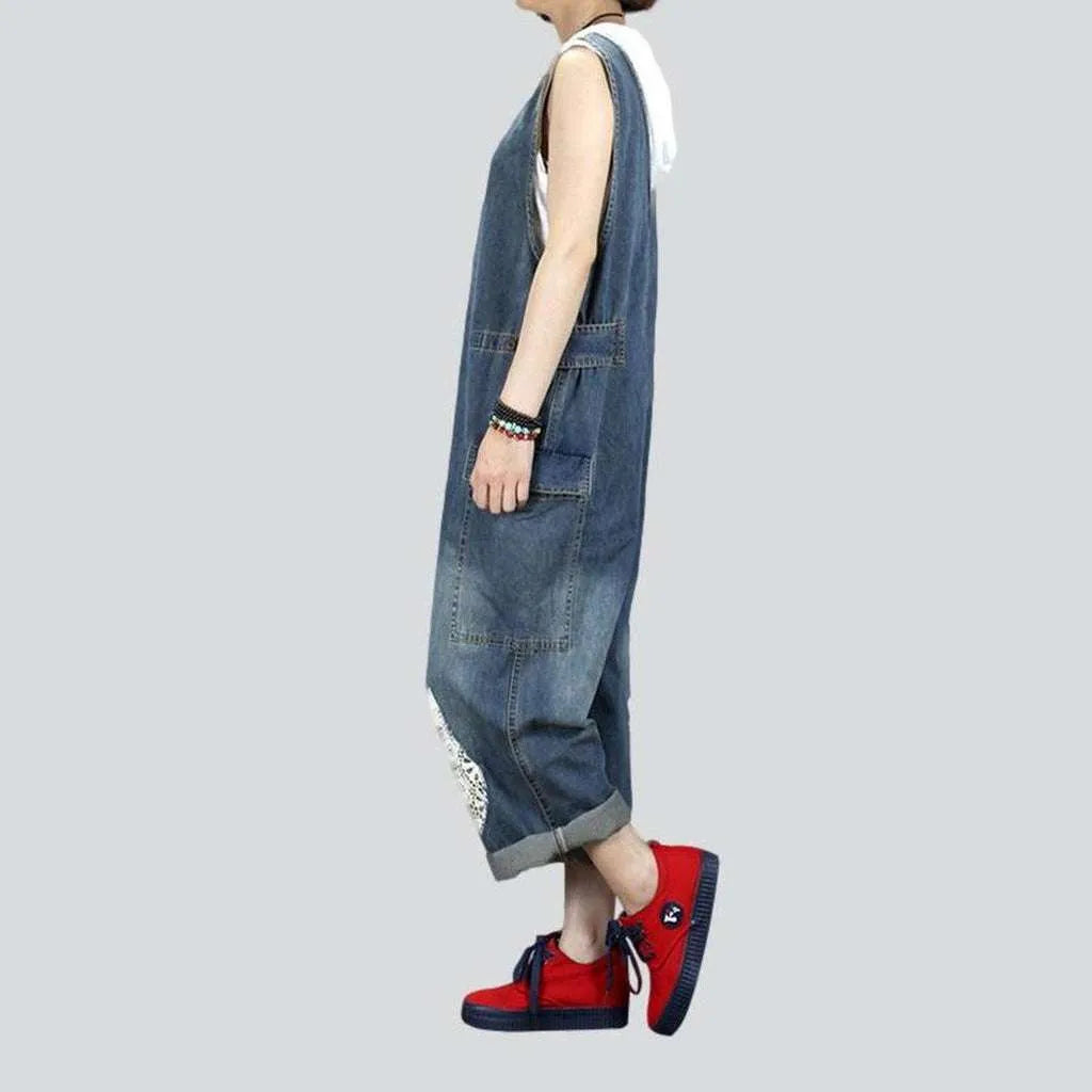 Baggy street denim jumpsuit for ladies