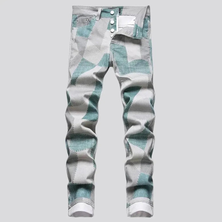 Painted skinny fit fashion men's jeans