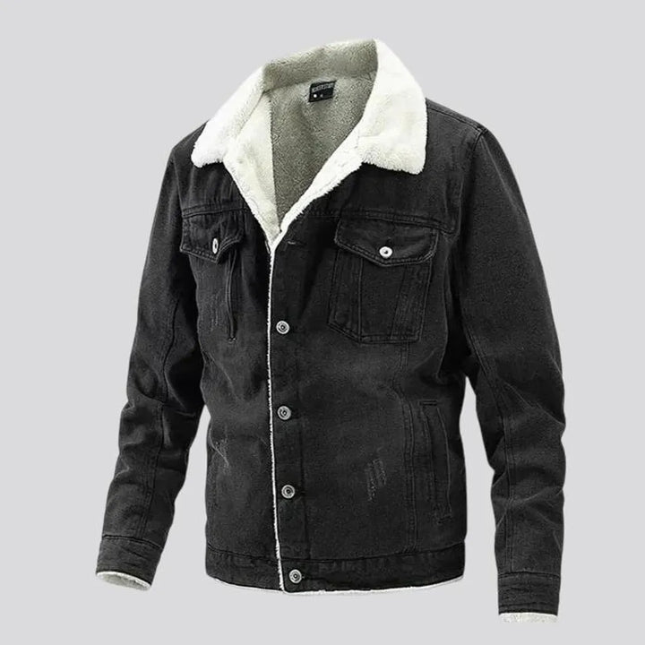 Faded wash regular fit men's denim jacket