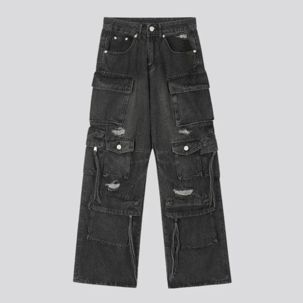 Vintage distressed mid-rise men's jeans