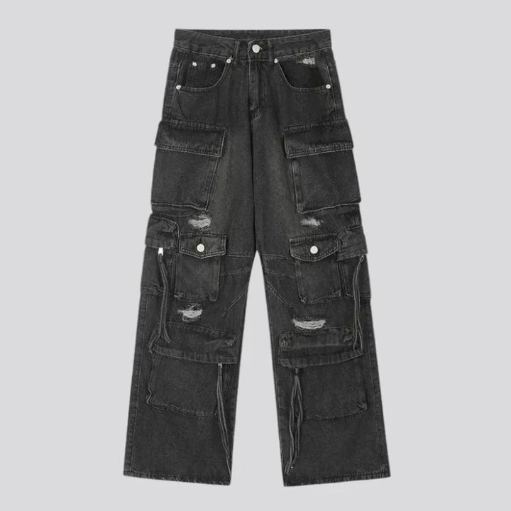 Vintage distressed mid-rise men's jeans