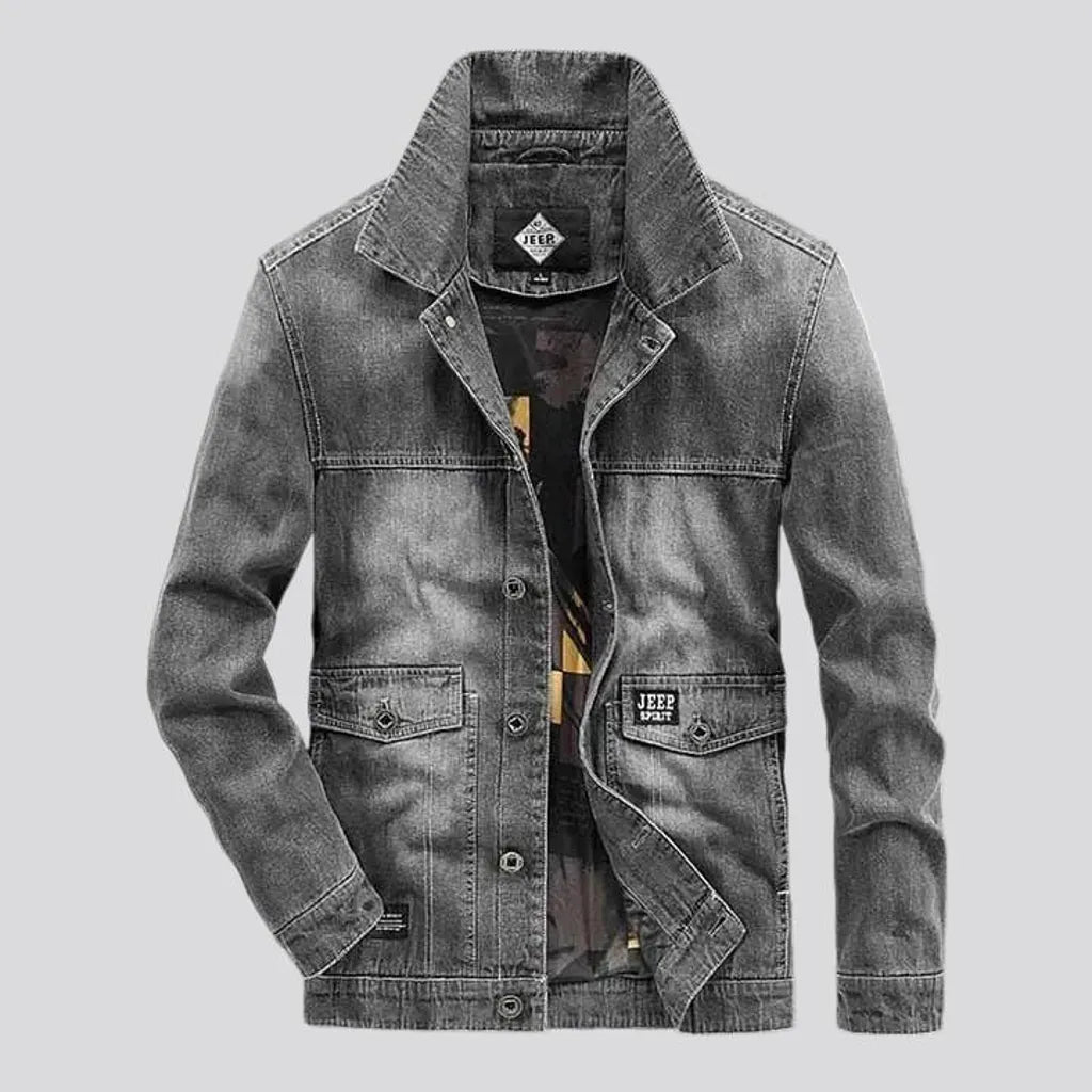 Retro casual sanded men's jeans jacket