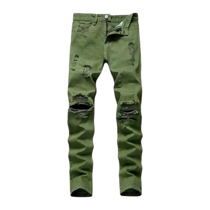 Trendy Color Pattern Skinny Men's Jeans - Khaki