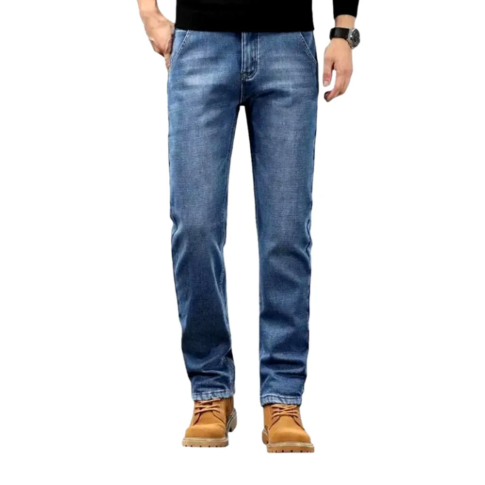 Stretchable Abraded Retro Men's Jeans - Blue