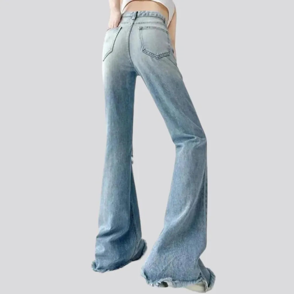 Frayed-hem street jeans
 for women