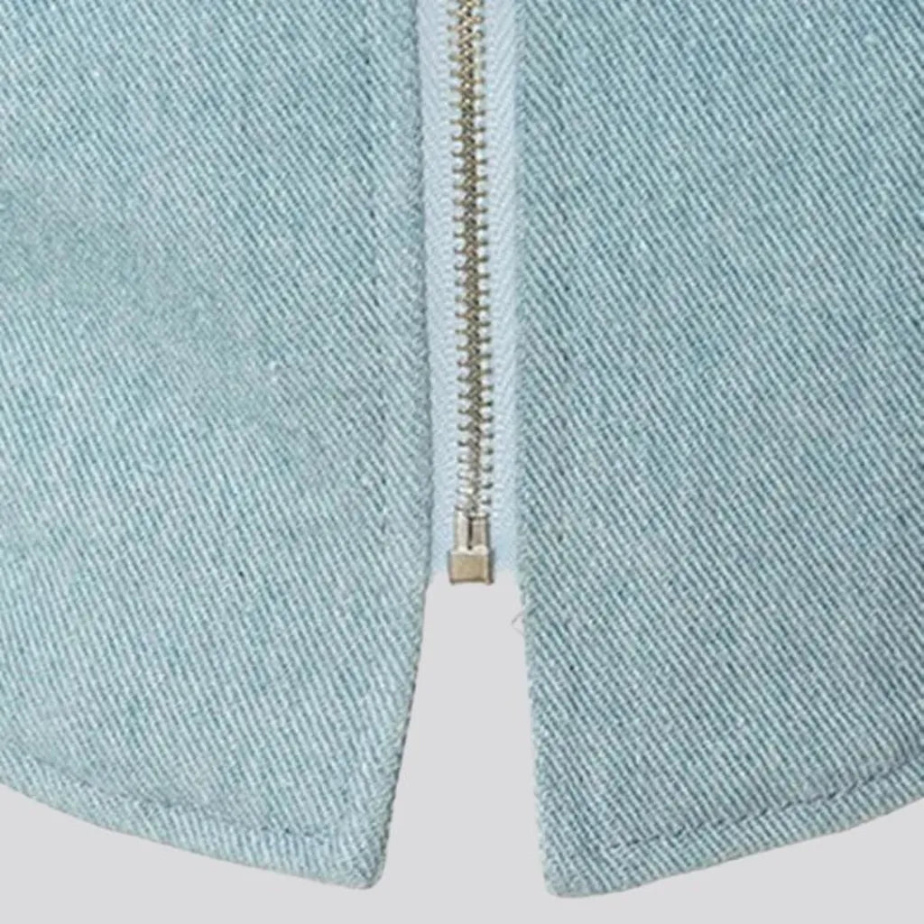 Mixed-fabrics short denim jacket