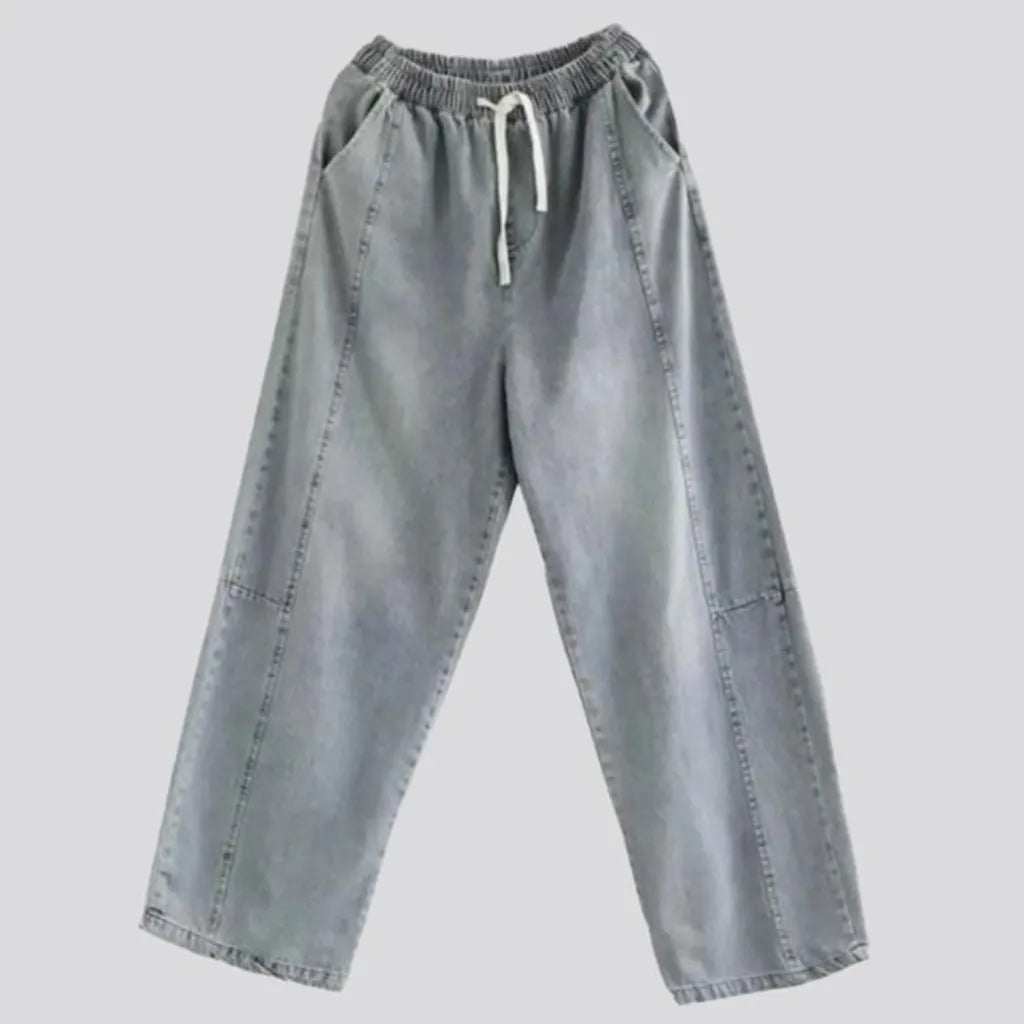 Sanded vintage women's denim pants