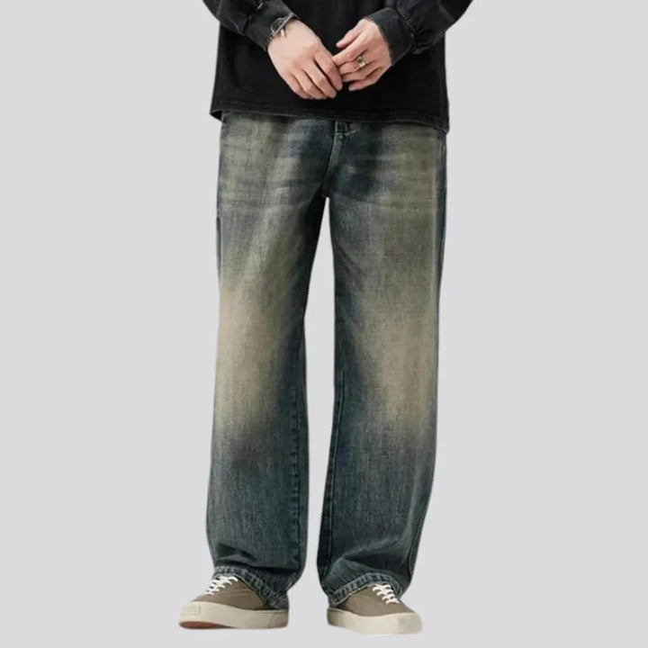 Fashionable baggy fit men's jeans