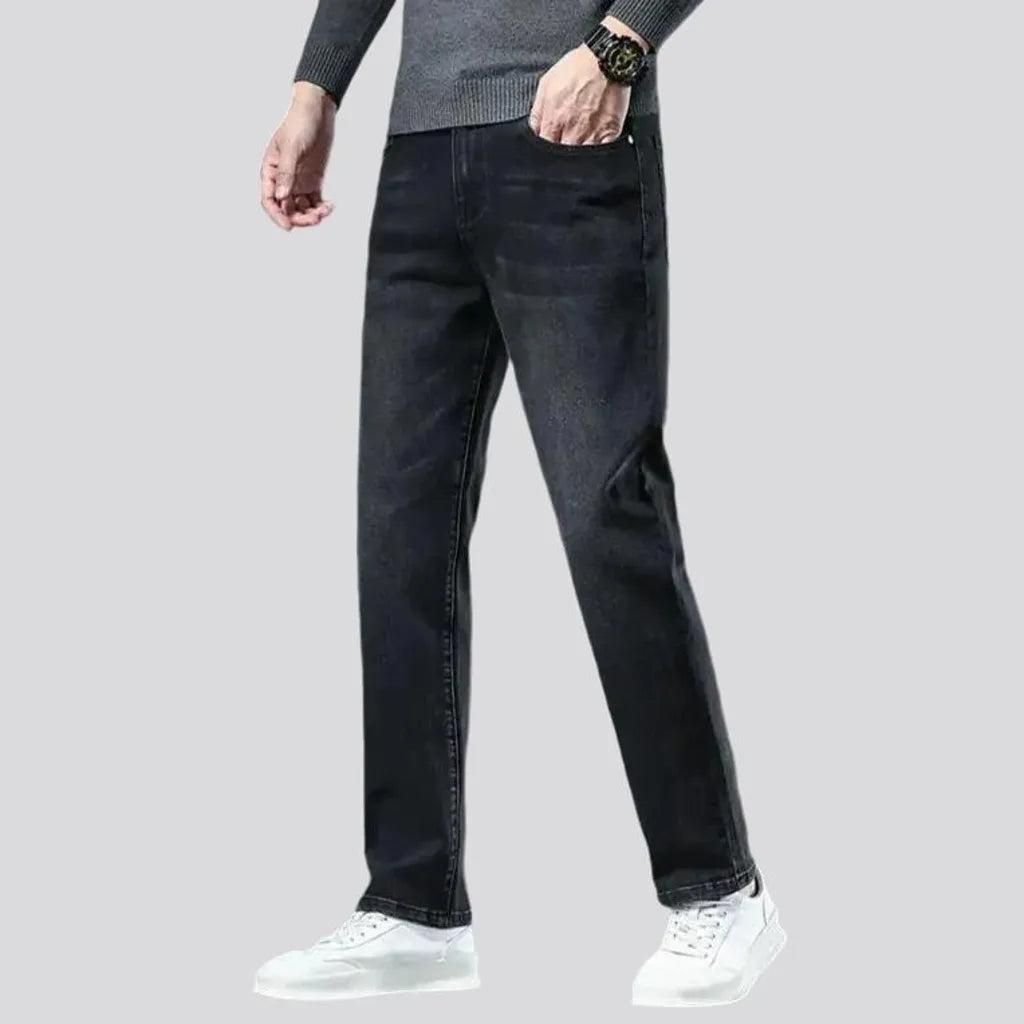 Casual style elastic high rise men's jeans