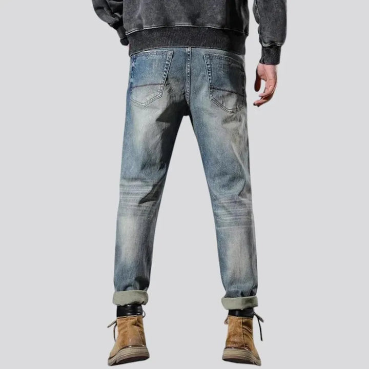 Casual retro rolled cuffs men's jeans