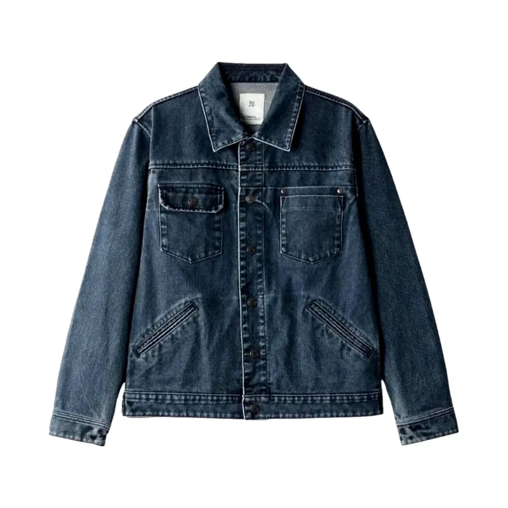 Vintage Style Regular Fit Jean Jacket for Men - Blue