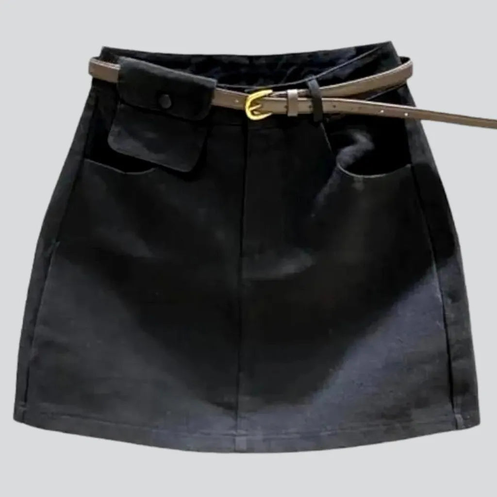 Mid-waist mini women's denim skirt