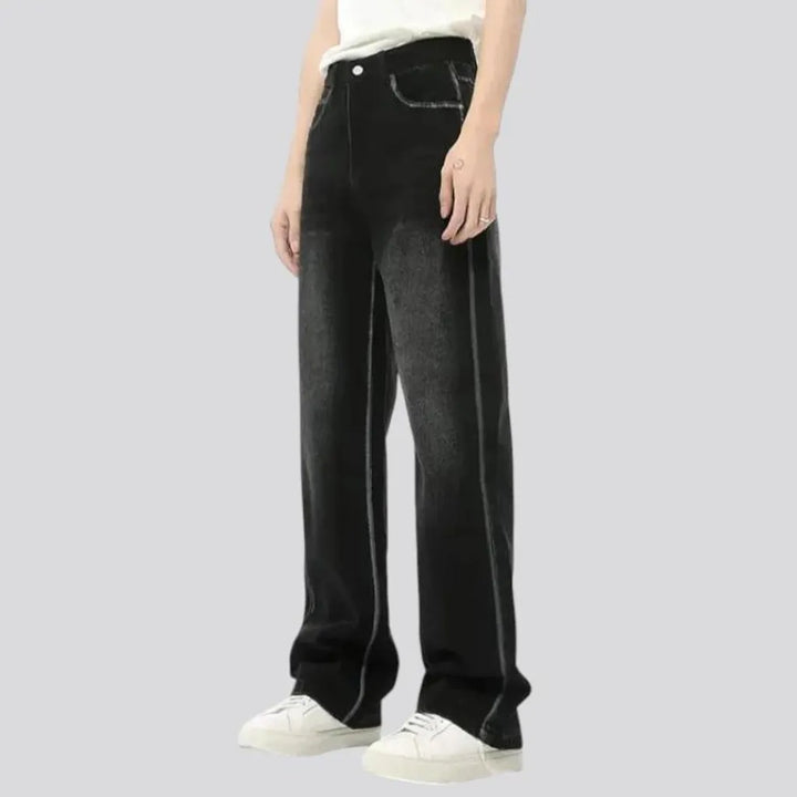 Mid rise straight-cut jeans for men