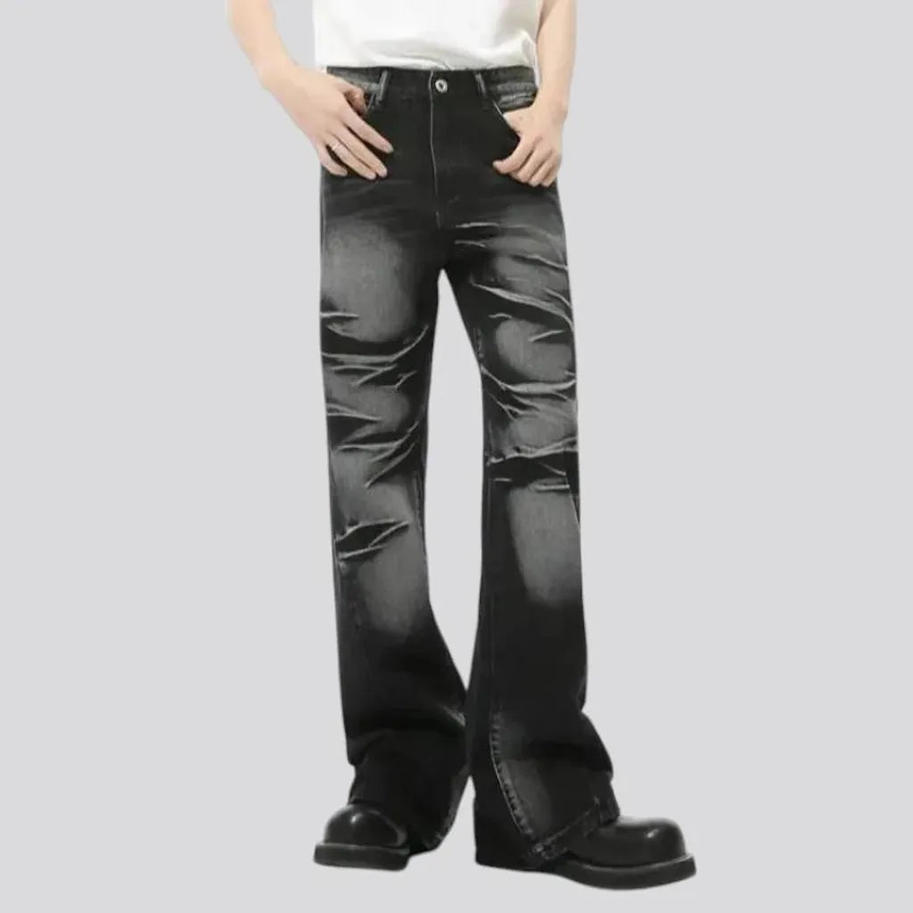 Stylish faded lines baggy men's jeans