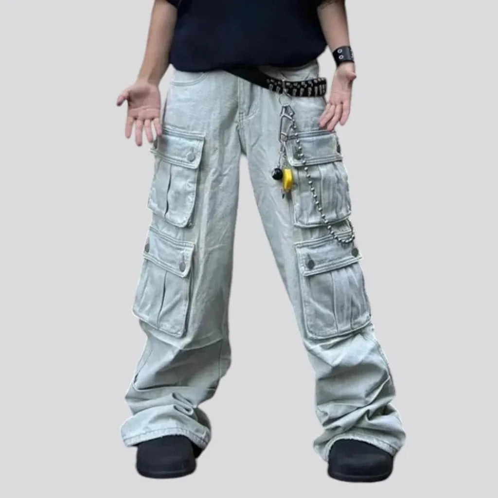 Baggy style light wash men's jeans