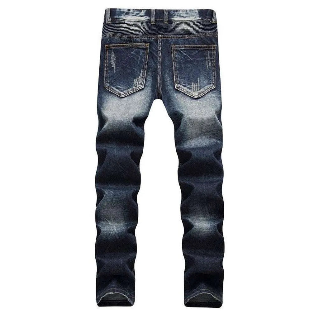 Dark blue biker jeans