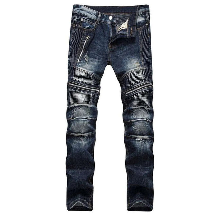 Dark blue biker jeans