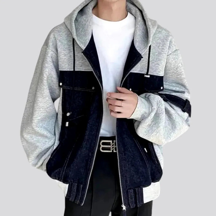 Dark Wash Oversized Men's Denim Bomber Jacket | Jeans4you.shop