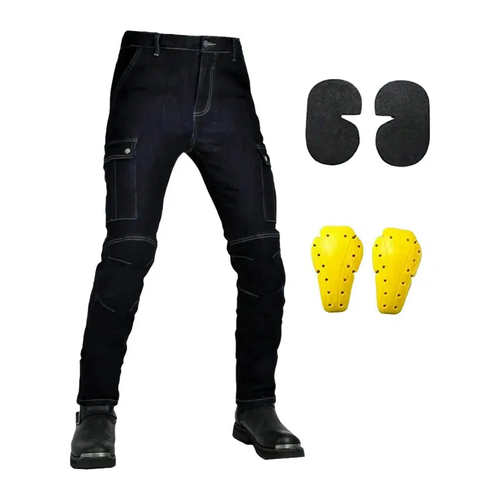 Dark-wash slim biker jeans
 for men