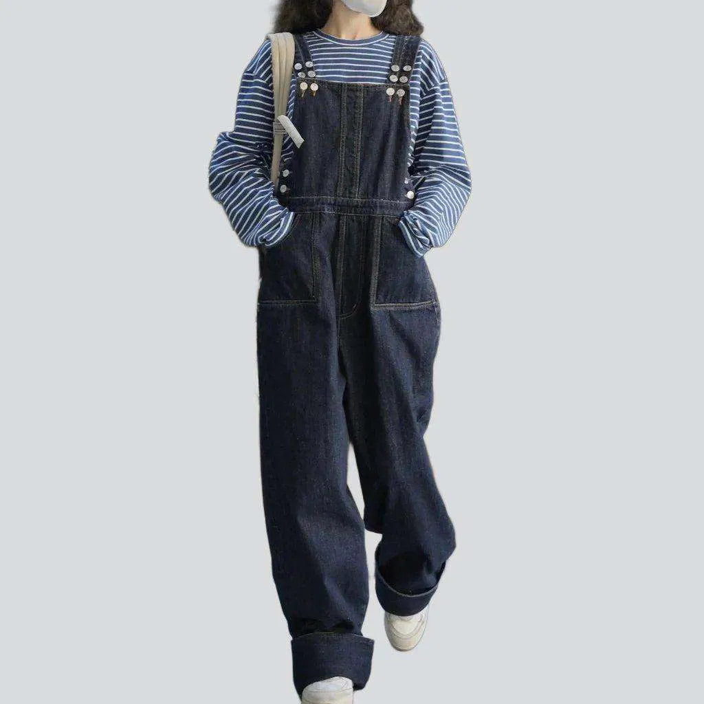 Dark wash women's denim overall | Jeans4you.shop