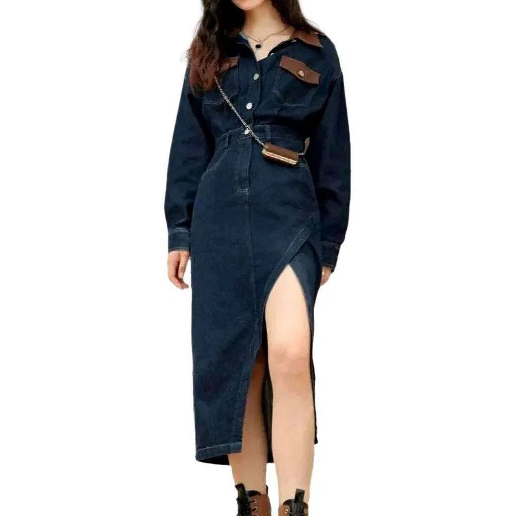 Dark Y2k Jean Dress - Dark Blue