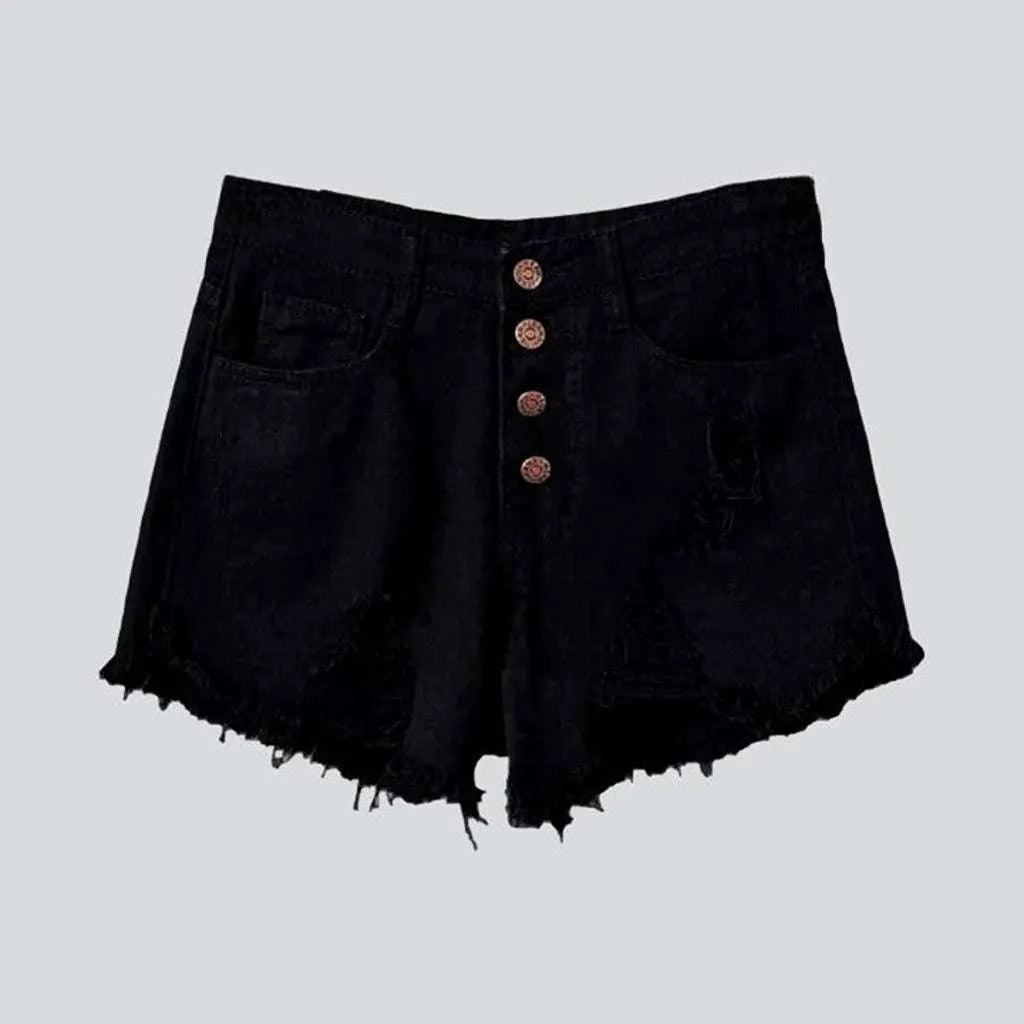 Distressed urban women's denim shorts