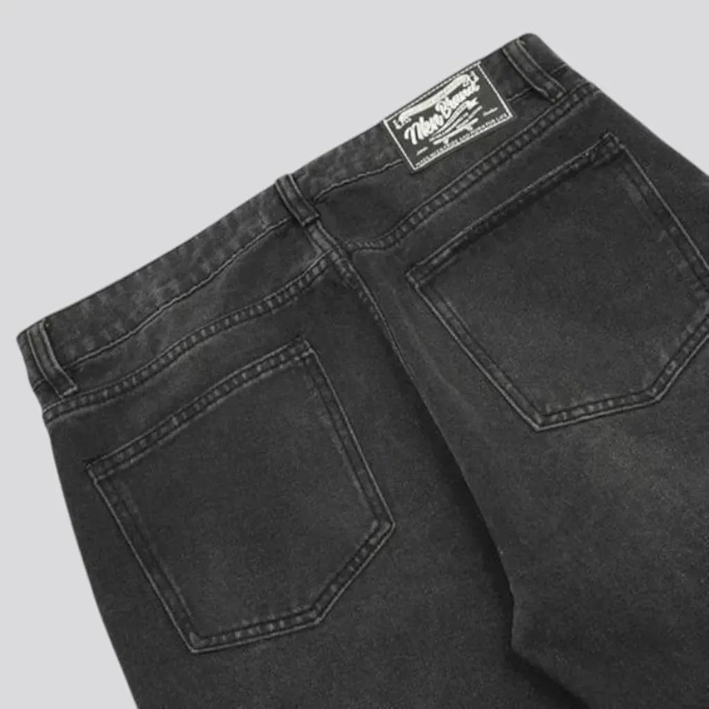 Whiskered mid rise slim men's jeans