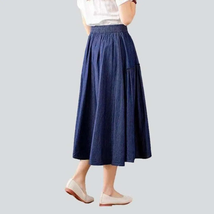 Long denim skirt with pocket