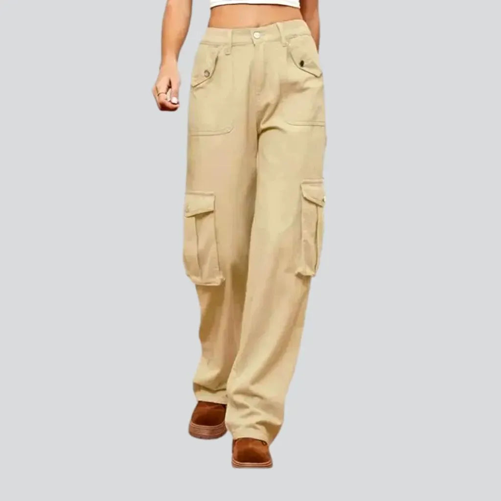 High-waist color women's jean pants
