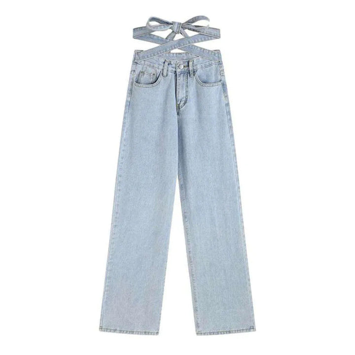 Denim waist belt baggy jeans