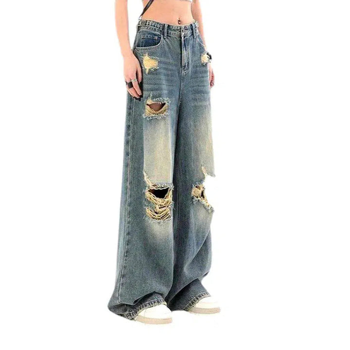 Distressed floor-length jeans
 for ladies