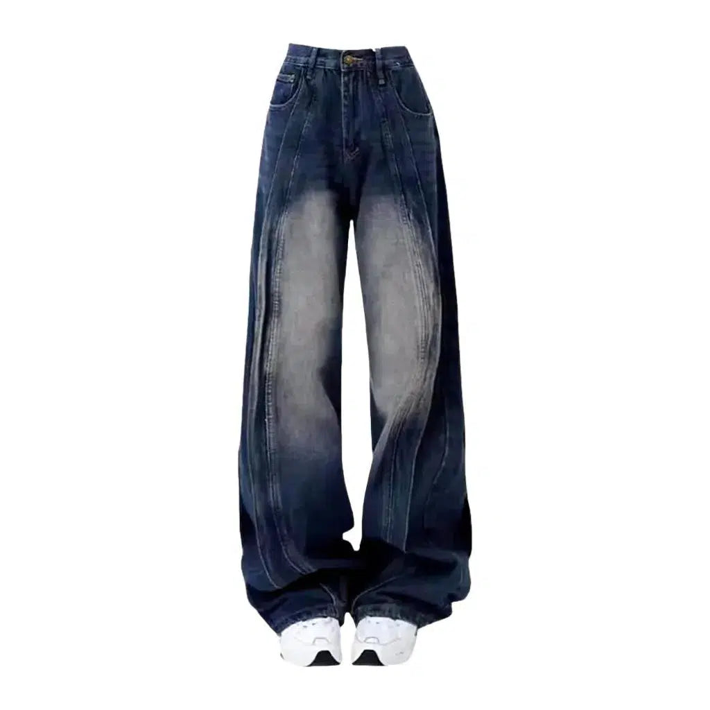 Double-front-seams mid-waist jeans
 for women