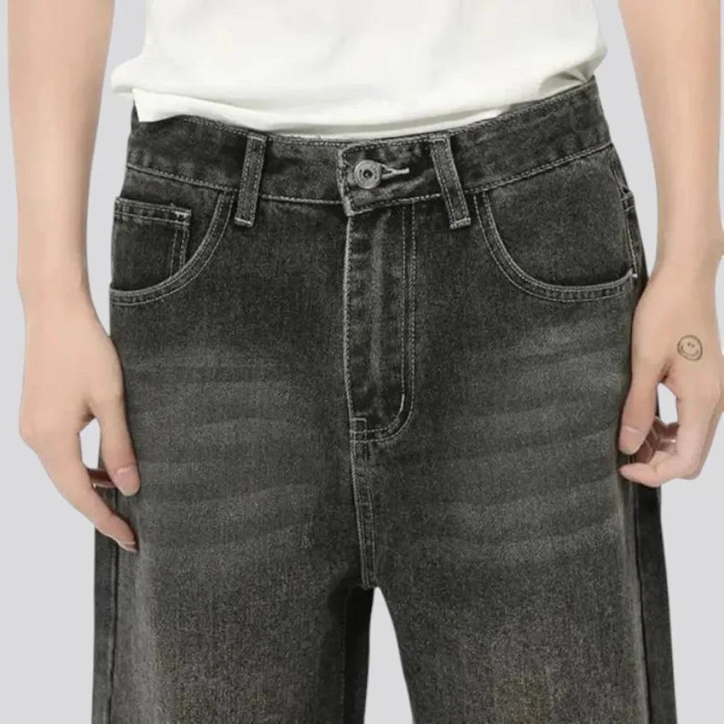 Sanded mid-waist men's jeans