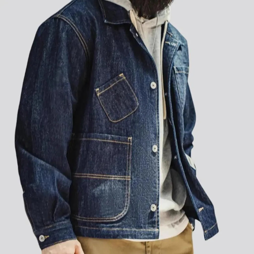 Oversized style workwear men's denim chore jacket