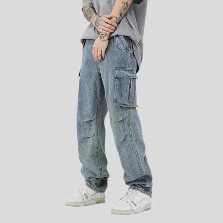 Baggy fit multi pocket men's jeans