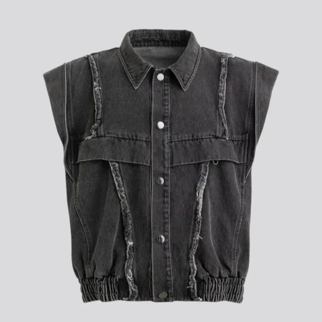 Washed out oversized men's denim vest