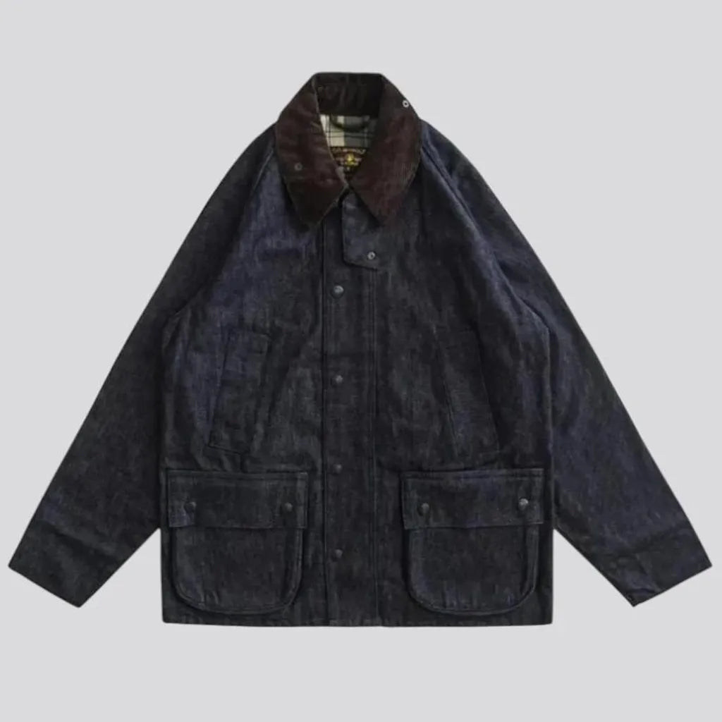 Medium length casual stylish men's denim coat