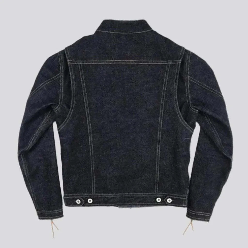 Black biker jean jacket
 for men