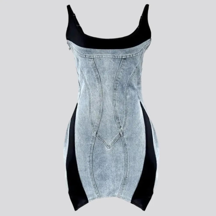 Mixed-fabrics fashion jean dress
 for women | Jeans4you.shop