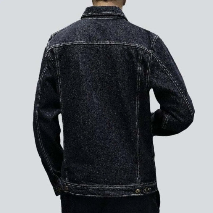 Black regular men's denim jacket