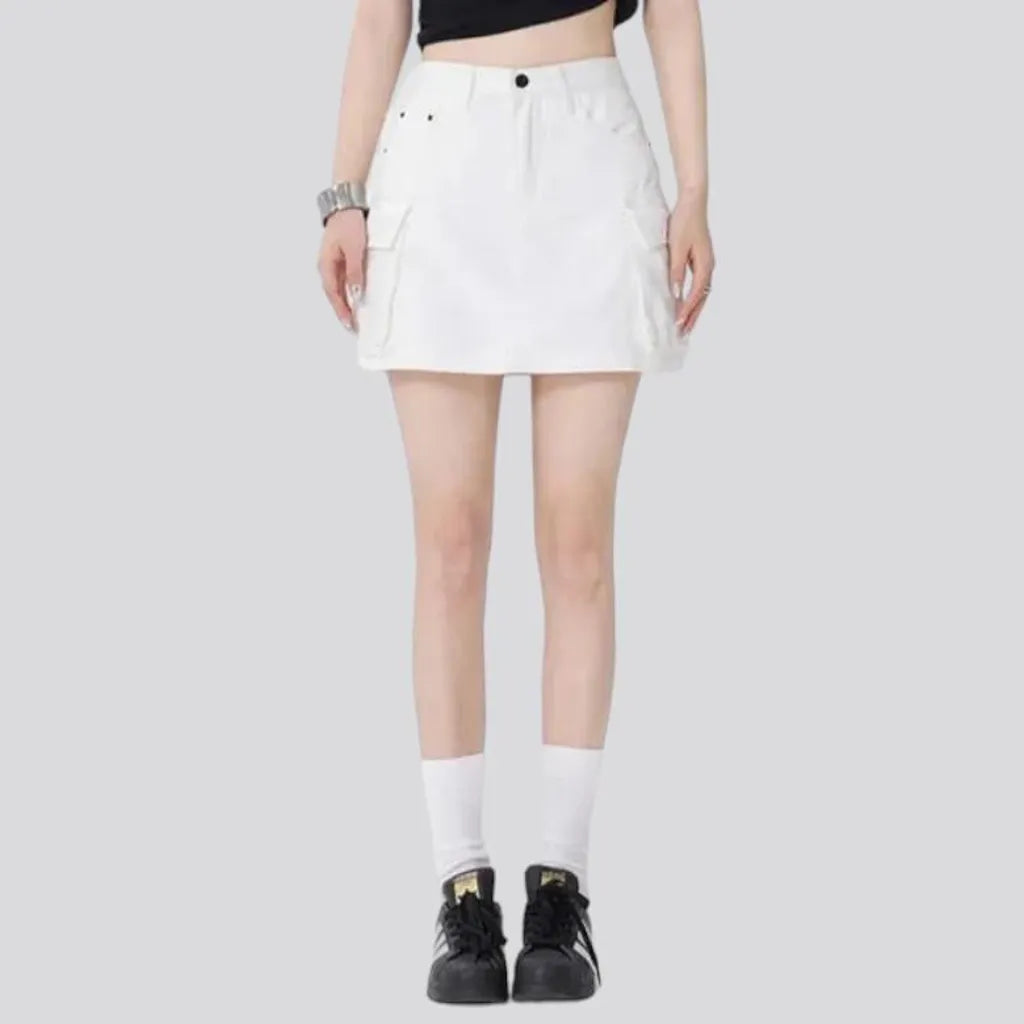 color, mini, mid-waist, cargo-pockets, zipper-button, women's skirt | Jeans4you.shop