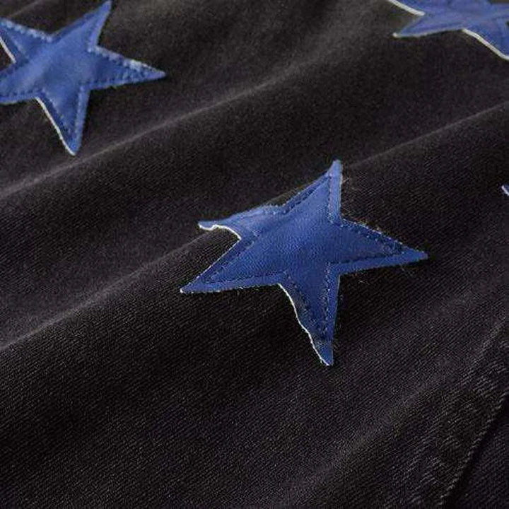Blue stars black denim jacket
