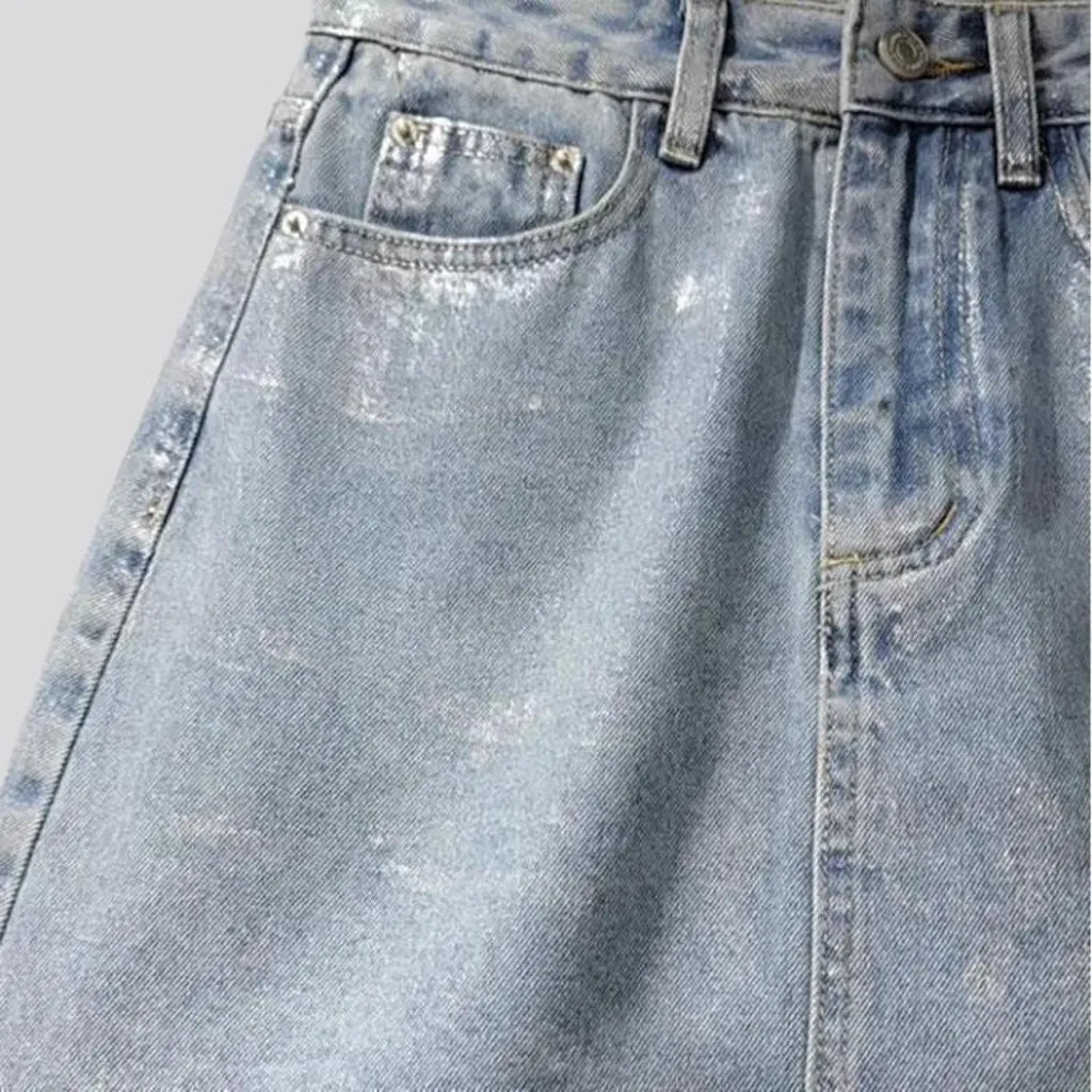 Stonewashed vintage jean skort
 for women