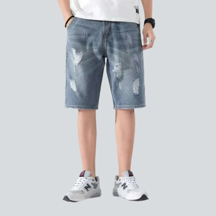 Ripped men's jean shorts