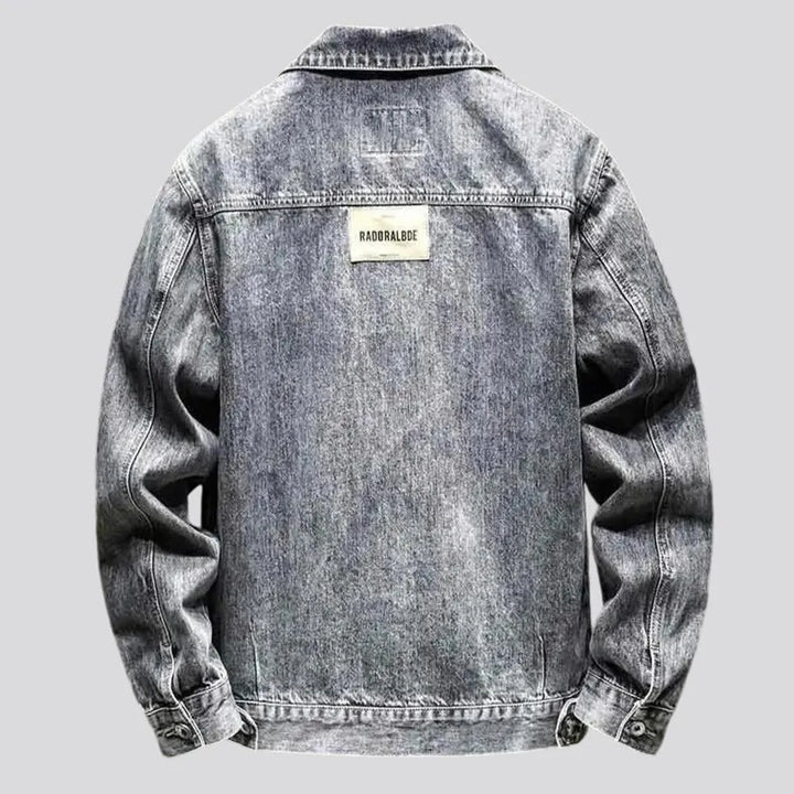 Abraded vintage fashion men's jean jacket