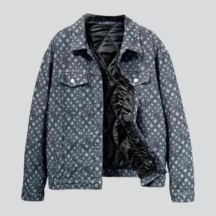Warm embroidered denim jacket